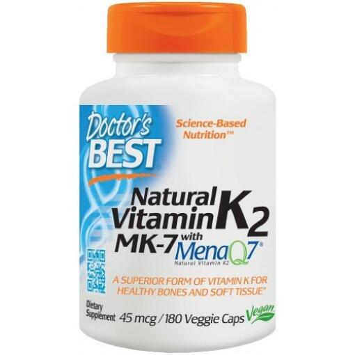 Doctor's Best - Natural Vitamin K2 MK7 with MenaQ7 45mcg - 180 vcaps