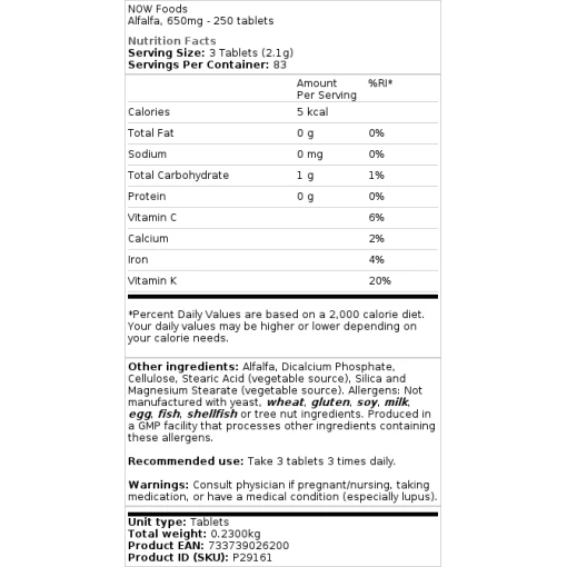 Lucerna, 650 mg - 250 tabliet – Obrázok 3