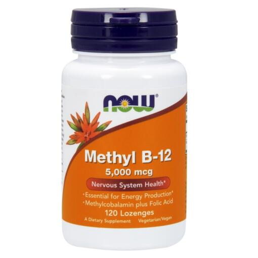 NOW Foods - Methyl B-12 with Folic Acid 5000mcg - 120 lozenges