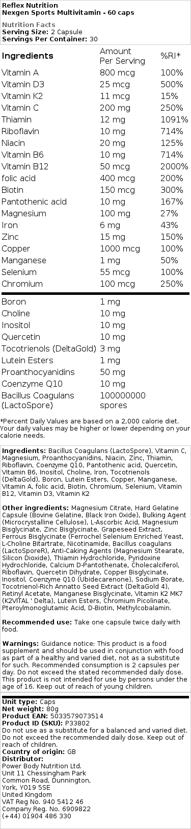 Nexgen Sports Multivitamín - 60 kapsúl – Obrázok 2
