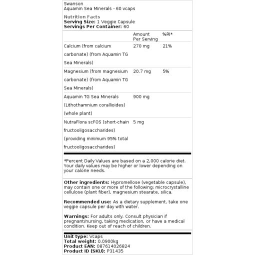 Aquamin Morské Minerály - 60 rastlinných kapsúl – Obrázok 3