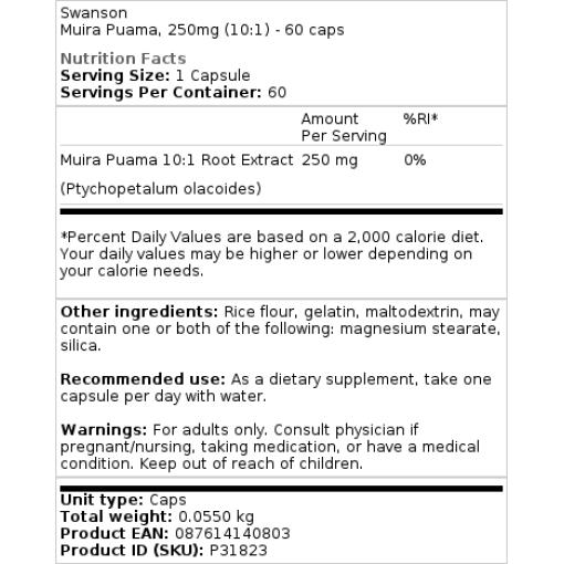 Muira Puama, 250 mg (10:1) - 60 kapsúl – Obrázok 2