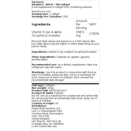 400 IU - 250 softgel