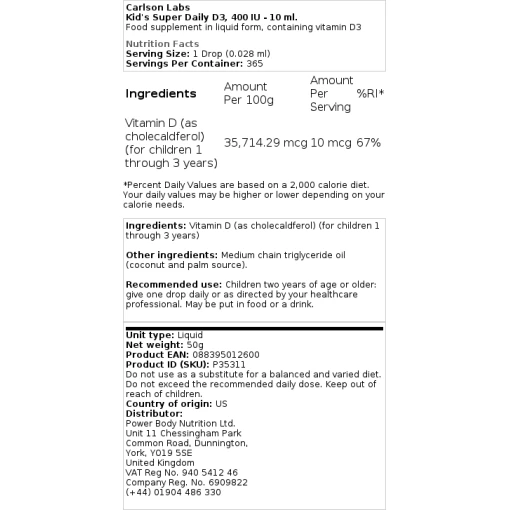 Carlson Labs - Kid's Super Daily D3
