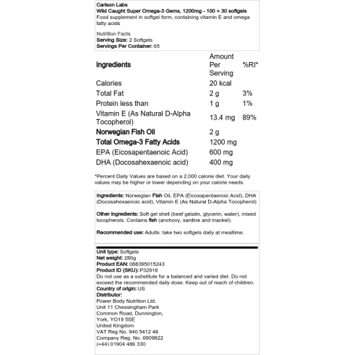 Carlson Labs - Wild Caught Super Omega-3 Gems
