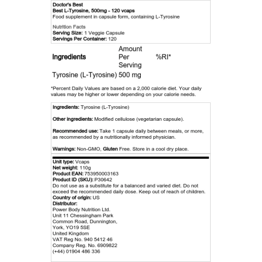 Doctor's Best - Best L-Tyrosine