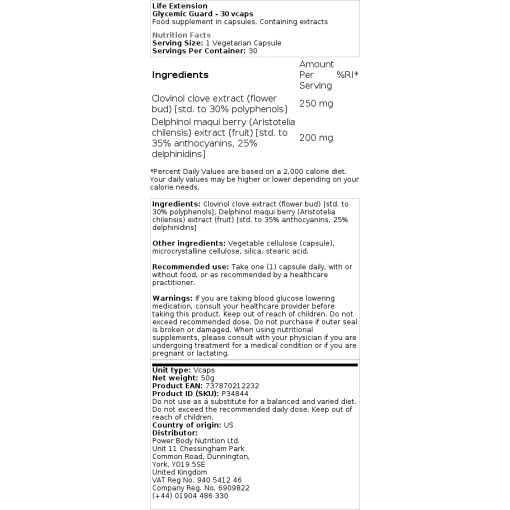 Life Extension - Glycemic Guard - 30 vcaps