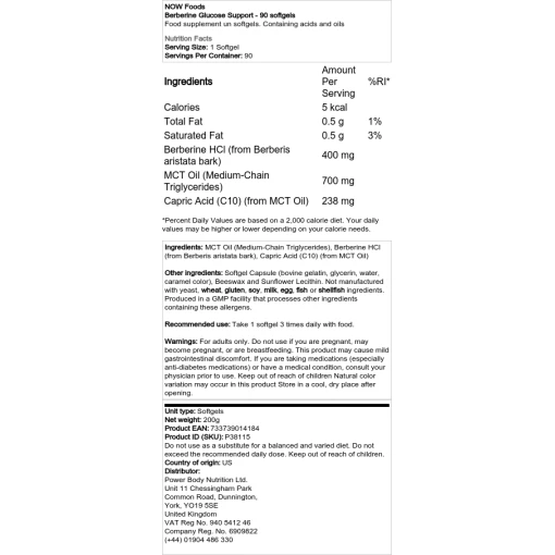 NOW Foods - Berberine Glucose Support - 90 softgels