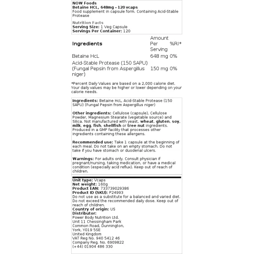 NOW Foods - Betaine HCl