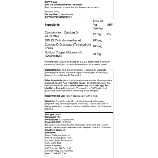 NOW Foods - DIM 200 Diindolylmethane - 90 vcaps