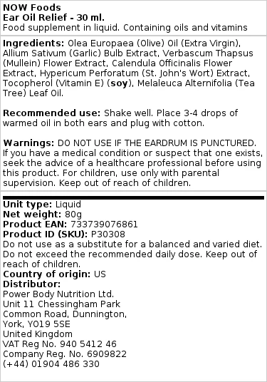 NOW Foods - Ear Oil Relief - 30 ml