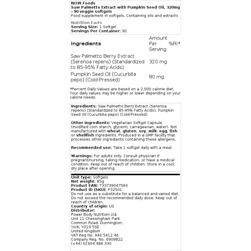 NOW Foods - Saw Palmetto Extract with Pumpkin Seed Oil