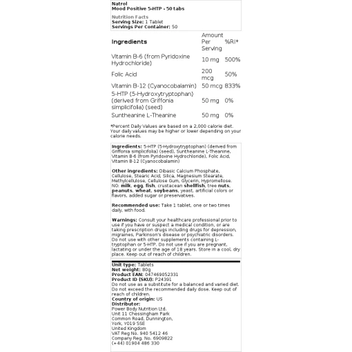 Natrol - Mood Positive 5-HTP - 50 δισκία