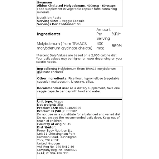 Swanson - Albion Chelated Molybdenum