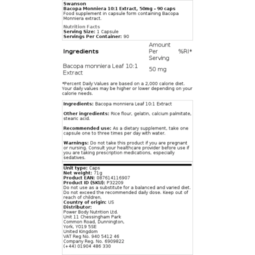 Swanson - Bacopa Monniera 10:1 Extract