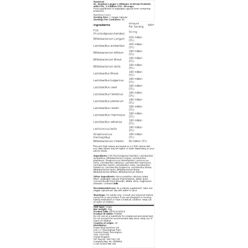 Swanson - Dr. Stephen Langer's Ultimate 16 Strain Probiotic με FOS