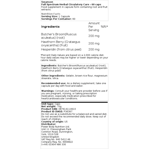Swanson - Full Spectrum Herbal Circulatory Care - 60 caps