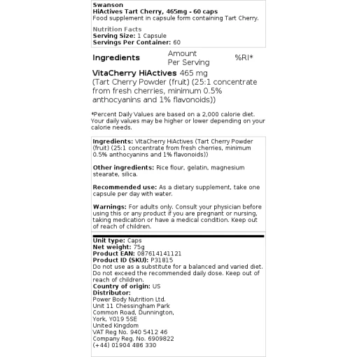 Swanson - HiActives Tart Cherry