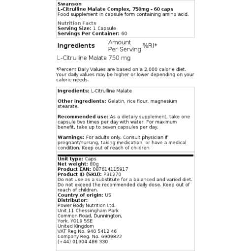 Swanson - L-Citrulline Malate Complex