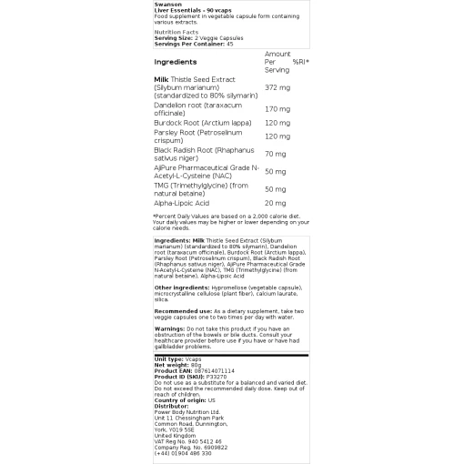 Swanson - Liver Essentials - 90 vcaps