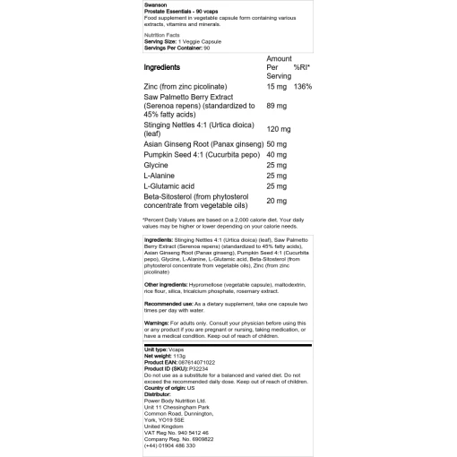 Swanson - Prostate Essentials - 90 vcaps