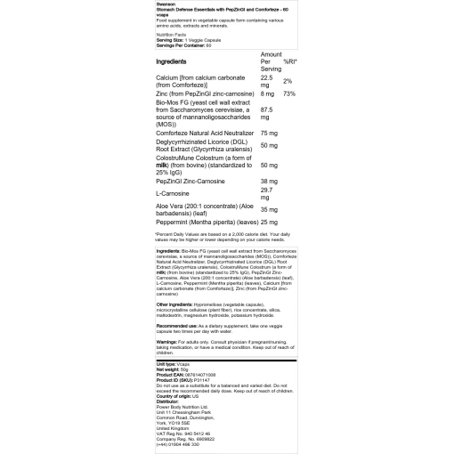 Swanson - Stomach Defense Essentials με PepZinGI και Comforteze - 60 vcaps
