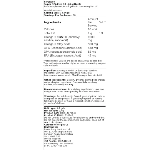 Swanson - Super DPA Fish Oil - 60 softgels