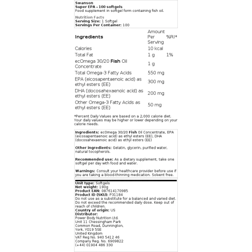Swanson - Super EPA - 100 softgels