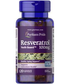 Puritan's Pride - Resveratrol, 100 mg - 120 mäkkých želatínových kapsúl
