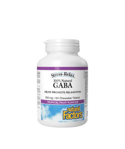 Natural Factors - Natural Factors 100% prírodný GABA 100 mg (60 žuvacích tabliet, tropické ovocie)