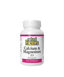 Natural Factors - Vápnik a horčík v pomere 2:1 plus vitamín D3 (90 kapsúl)