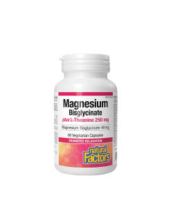 Natural Factors - Magnézium bisglycinát 100 plus L-teanín 250 mg (90 kapsúl)