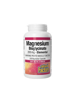 Natural Factors - Čistý magnézium bisglycinát 200 mg (250 kapsúl)