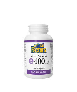 Natural Factors Zmiešaný vitamín E prírodného pôvodu 400 IU (90 mäkkých kapsúl)