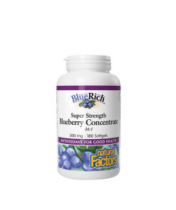 Natural Factors - Super silný koncentrát z čučoriedok 500 mg (180 mäkkých kapsúl)