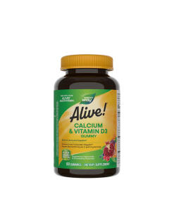 Nature's Way - Alive!® Žuvacie tablety s vápnikom a vitamínom D3 (60 žuvacích tabliet)