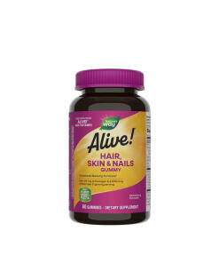 Nature's Way - Alive!® Žuvacie tablety pre vlasy, pokožku a nechty (60 žuvacích tabliet, jahoda)