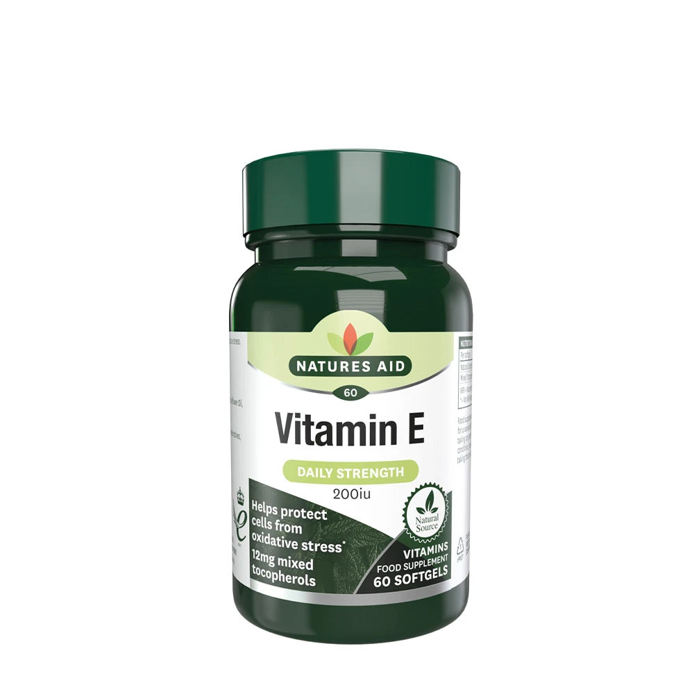 Natures Aid - Vitamín E 200 IU (60 mäkkých kapsúl)