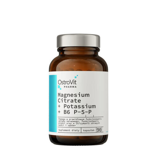 OstroVit Pharma Citrát horečnatý + Draslík + B6 P-5-P (90 kapsúl)