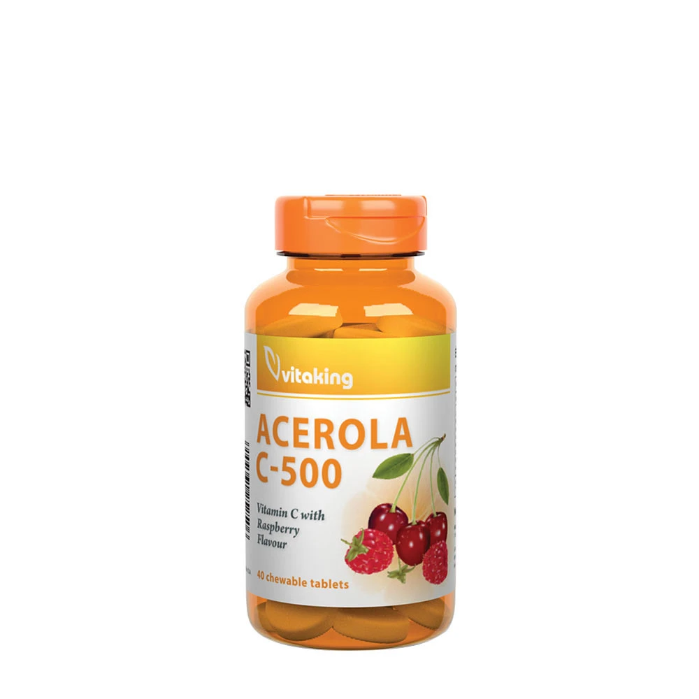 Vitaking - Vitamín C-500 Acerola Plus s príchuťou čučoriedky (40 žuvacích tabliet)