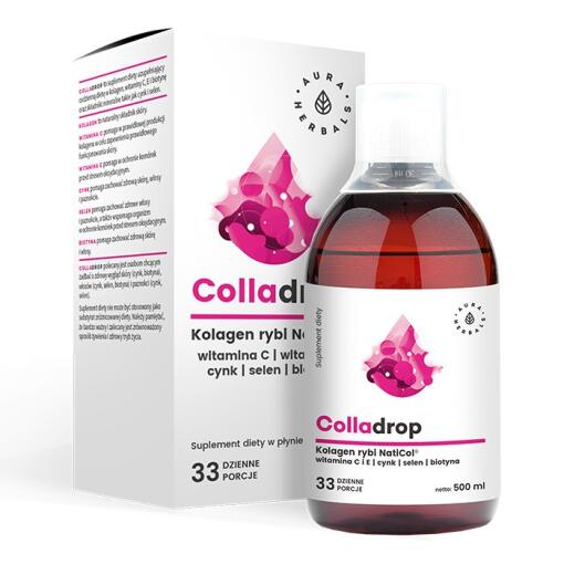 Aura Herbals - AURA HERBALS Colladrop, Tekutý rybí kolagén + Vitamín C (500 ml)