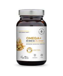 Aura Herbals - AURA HERBALS Omega+ Vitamín D3 800 IU pre deti (60 kapsúl s možnosťou odtrhnutia)