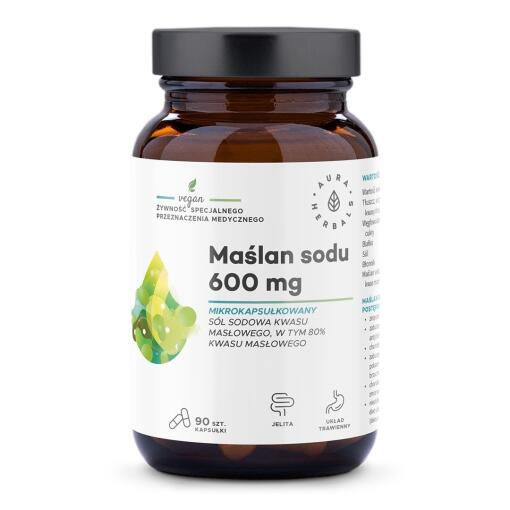 Aura Herbals - AURA HERBALS Mikroenkapsulovaný sodný butyrát, 600 mg (90 kapsúl)