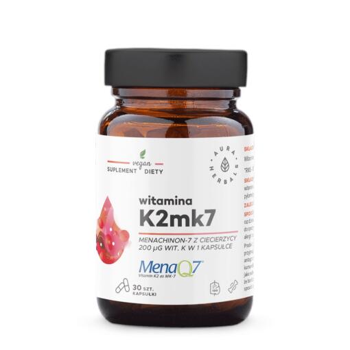 Aura Herbals - AURA HERBALS Vitamín K2 MK7, 200 mcg (30 kapsúl)