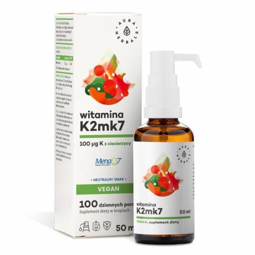 Aura Herbals - AURA HERBALS Vitamín K2mk7, 100 mcg Vegan (50 ml)