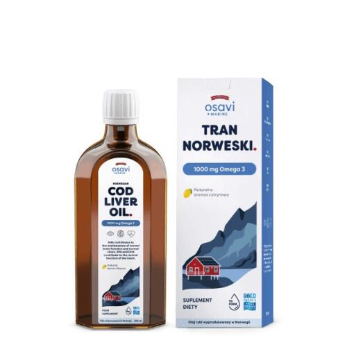 Osavi - OSAVI Nórsky tresčí pečeňový olej, 1000 mg - citrónová príchuť (250 ml)