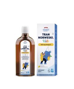 Osavi - OSAVI Nórsky tresčí pečeňový olej pre deti, 500 mg - citrónová príchuť (250 ml)