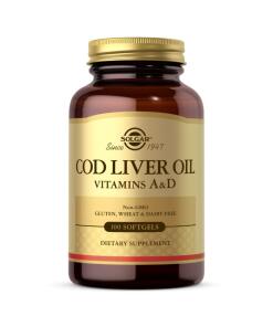 Solgar - Rybí olej z tresčej pečene s vitamínmi A a D (100 kapsúl)