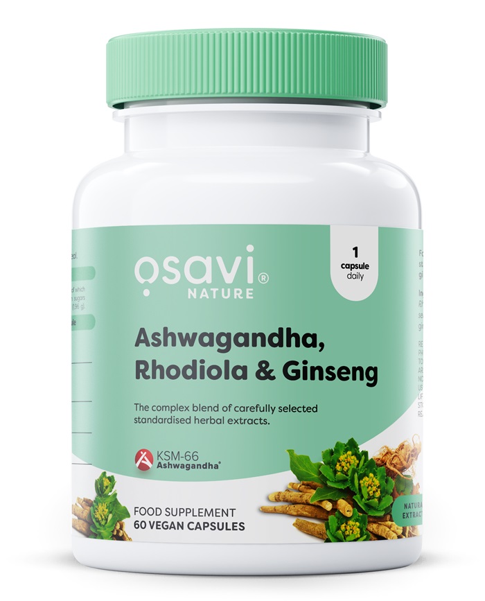 Ashwagandha + Rhodiola & Ginseng - 60 veganských kapsúl