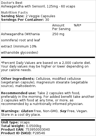 Ashwagandha so Sensorilom, 125 mg - 60 vcaps – Obrázok 2